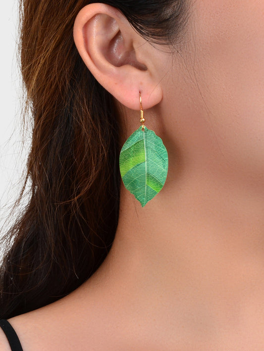 Acrylic Drop Dangle Green Leaf Lightweight Resin Earrings Women Costume Jewelry-1