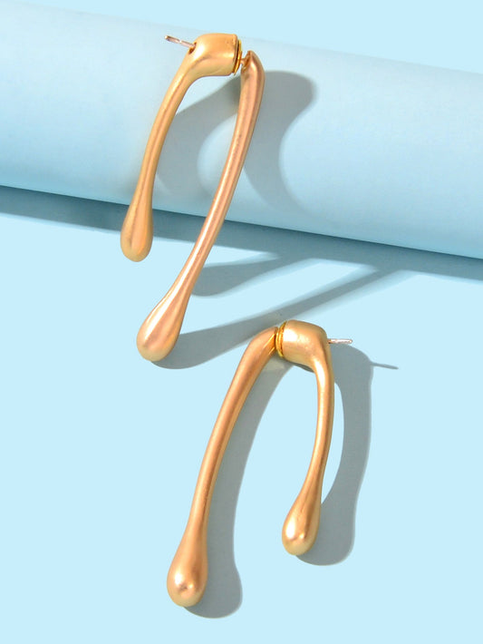 Designer Jewelry Minimalist Gold Metal Geometric Stud Earrings Trendy Ear Jacket-1