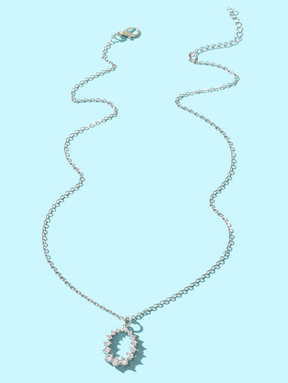Graceful Cubic Zircon Decor Silver Chain Pendant Necklace Engagement Jewellery-1