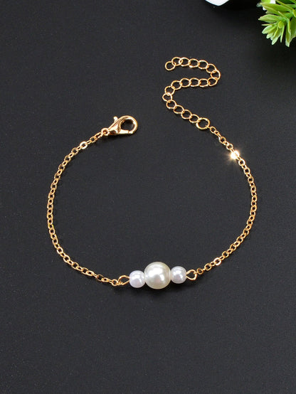 Pearl Adorned Minimalist Chain Bracelet - Elegant Simplicity for Every Occasion-2