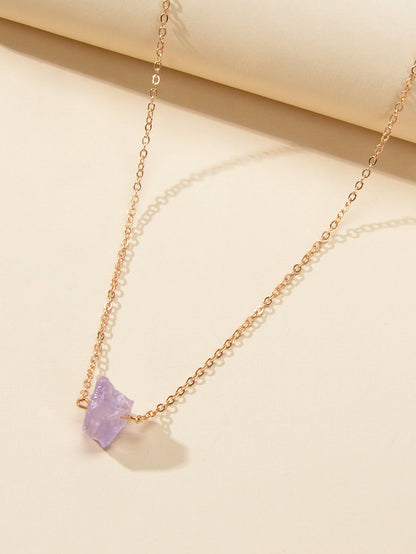 Boho Chic Jewelry Gold Chain Irregular Stone Pendant Necklace Women Accessories-1