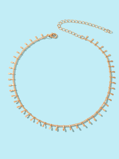 Women Party Decoration Gold Link Chain Clavicle Choker Necklace Short Collar-1