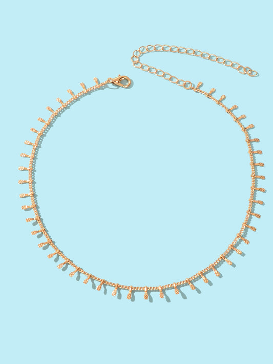 Women Party Decoration Gold Link Chain Clavicle Choker Necklace Short Collar-1