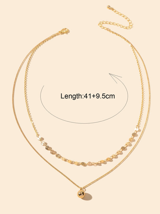 Designer Stylish Double layer Gold Chain Ball Necklace Wholesale Price Jewellery-1