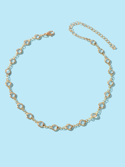 Gold Acrylic Beads Chain Link Choker Short Necklace for Women Designer Jewellery-1