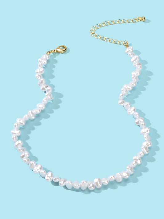 Wedding Birthday Anniversary Jewellery Artificial Irregular Short Pearl Necklace-1