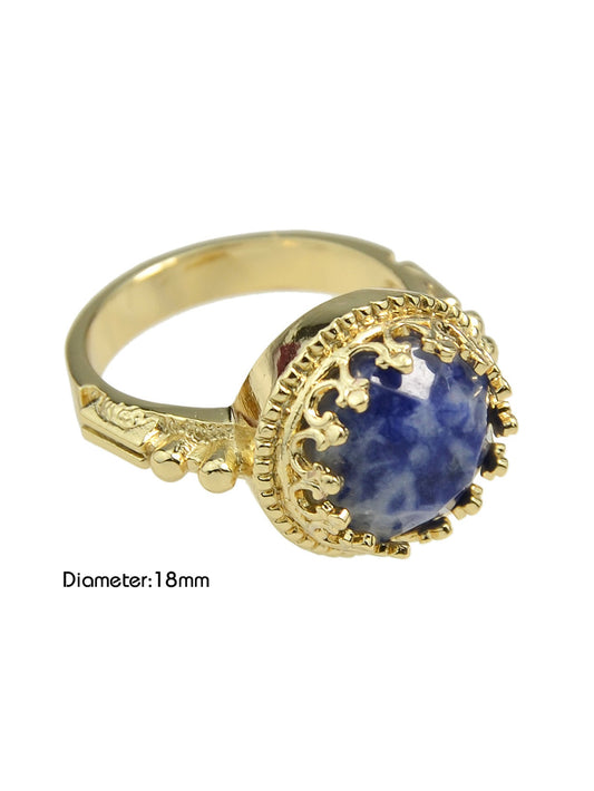 Retro Women Accessories Colorful Resin Round Ball Finger Band Ring Jewelry Gift-1