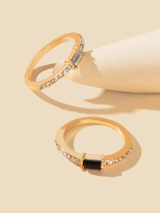 Stackable 2 pcs Wedding Promise Rhinestone Multiple Engagement Finger Rings set-1