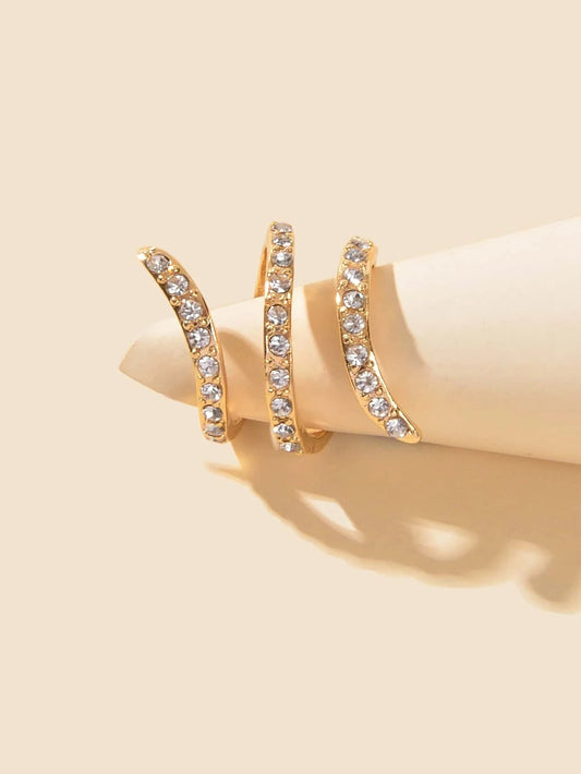 Textured Bridal Jewelry Full Rhinestone Twisted Engagement Finger Ring Gift-1