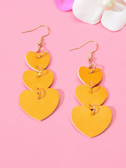 Colorful Overlapping Heart Dangle Earrings - Vibrant and Trendy Accessory-3