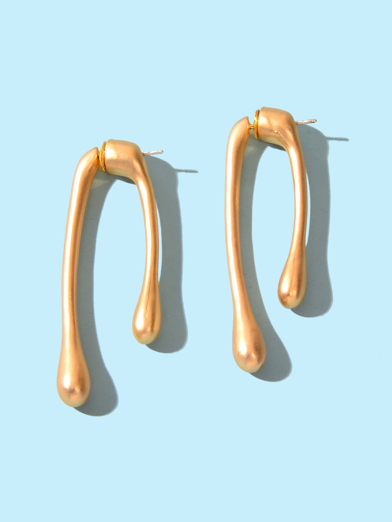 Designer Jewelry Minimalist Gold Metal Geometric Stud Earrings Trendy Ear Jacket-2