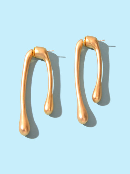 Designer Jewelry Minimalist Gold Metal Geometric Stud Earrings Trendy Ear Jacket-2