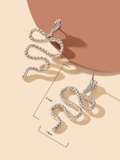 Silver Snake Stud Punk Gothic Earrings Gifts Teens Girls Jewellery Accessories-2