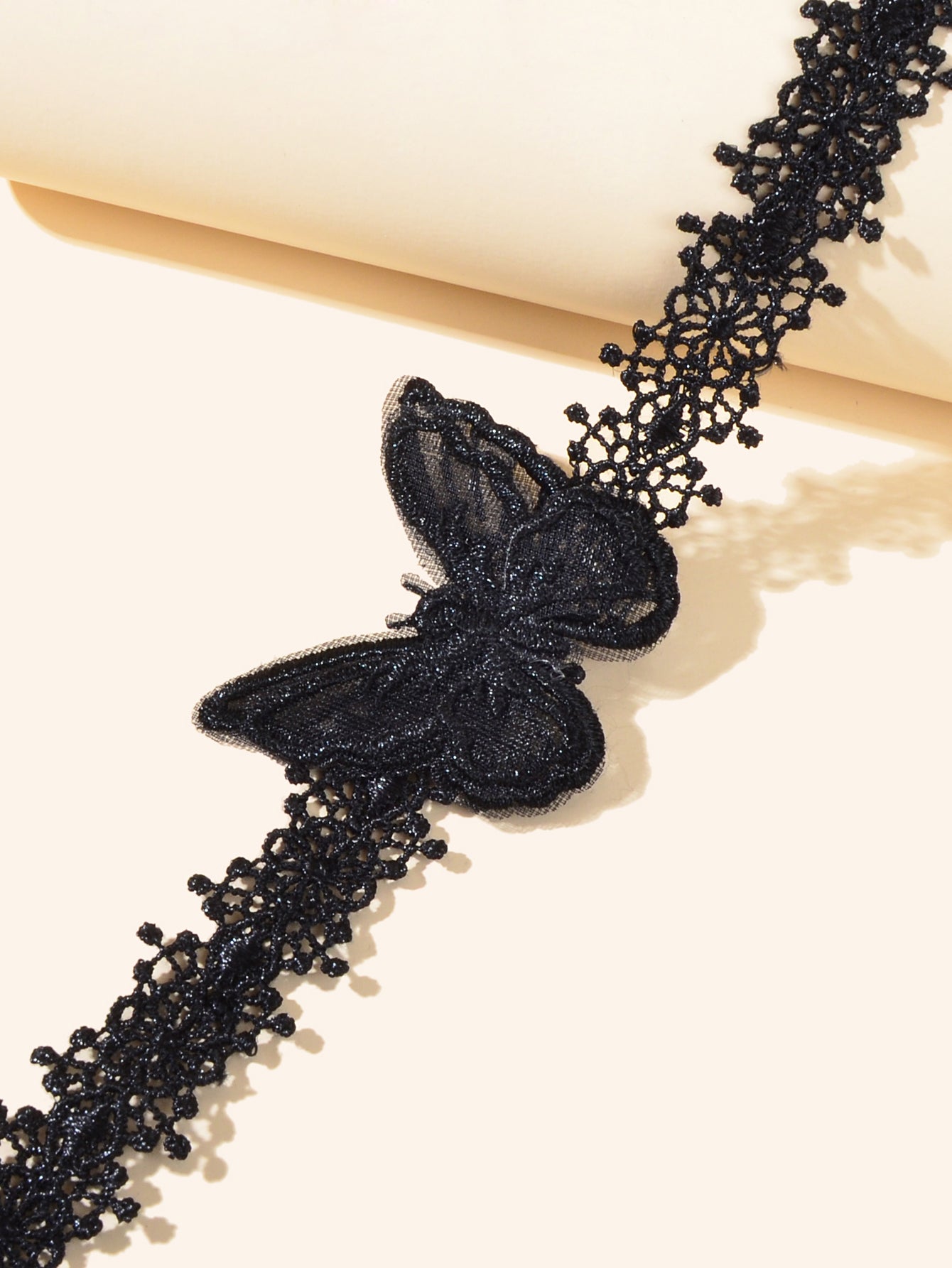 Retro Gothic Punk Black Lace Butterfly Tattoo Choker Costume Necklace Collar-2