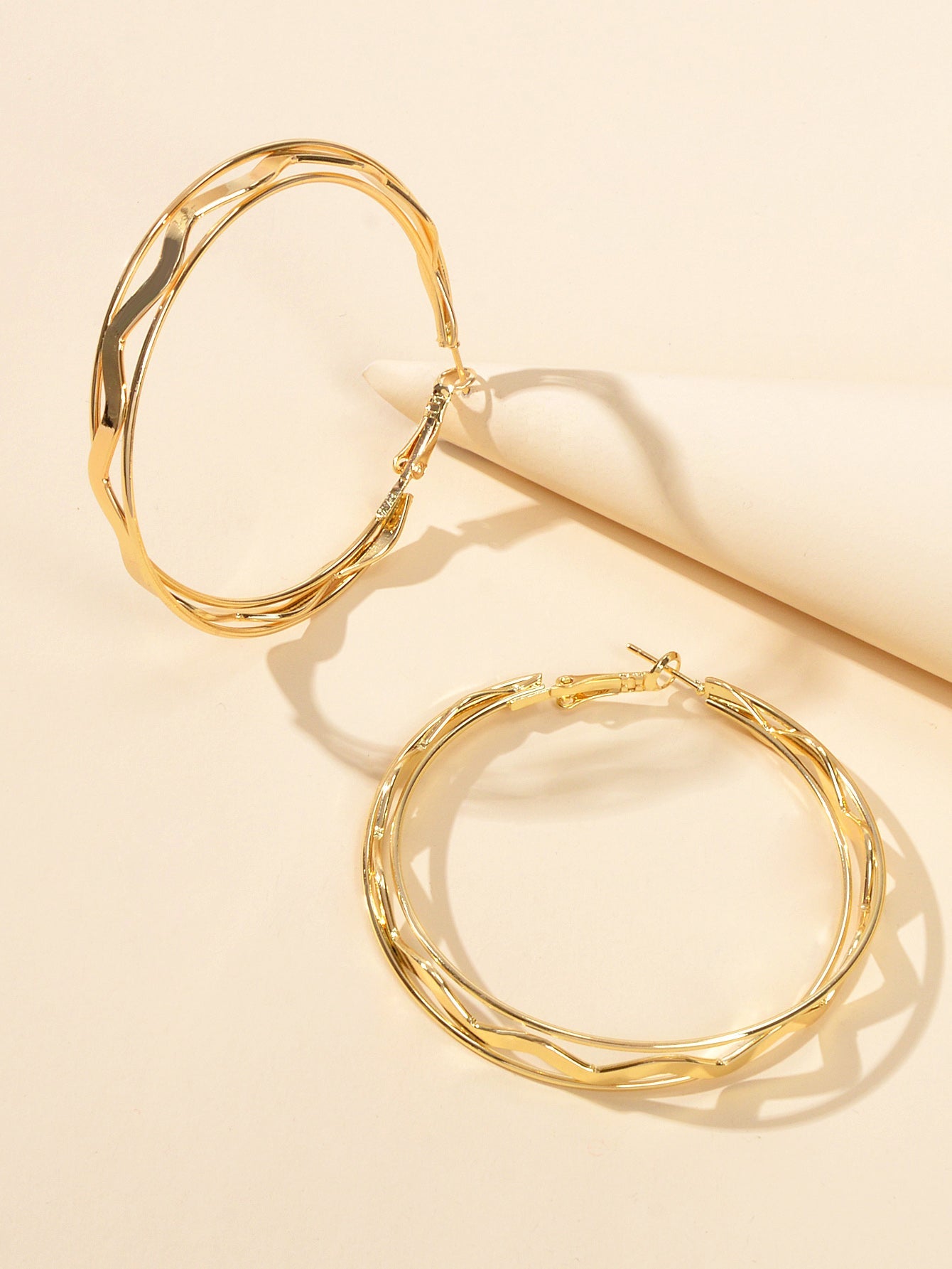 Gold Silver Geometric Statement Big Hoop Dangle Earrings Girls Party Decoration-2