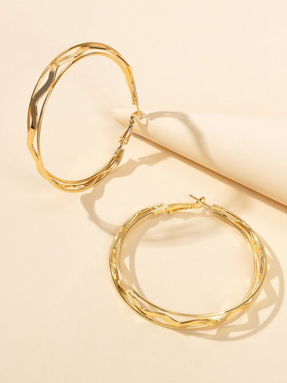Gold Silver Geometric Statement Big Hoop Dangle Earrings Girls Party Decoration-2
