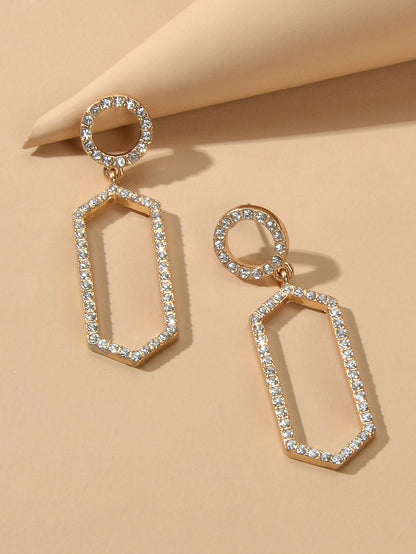 Luxurious Rhinestone Decor Geometric Dangle Earrings Good Quality Accessories-2