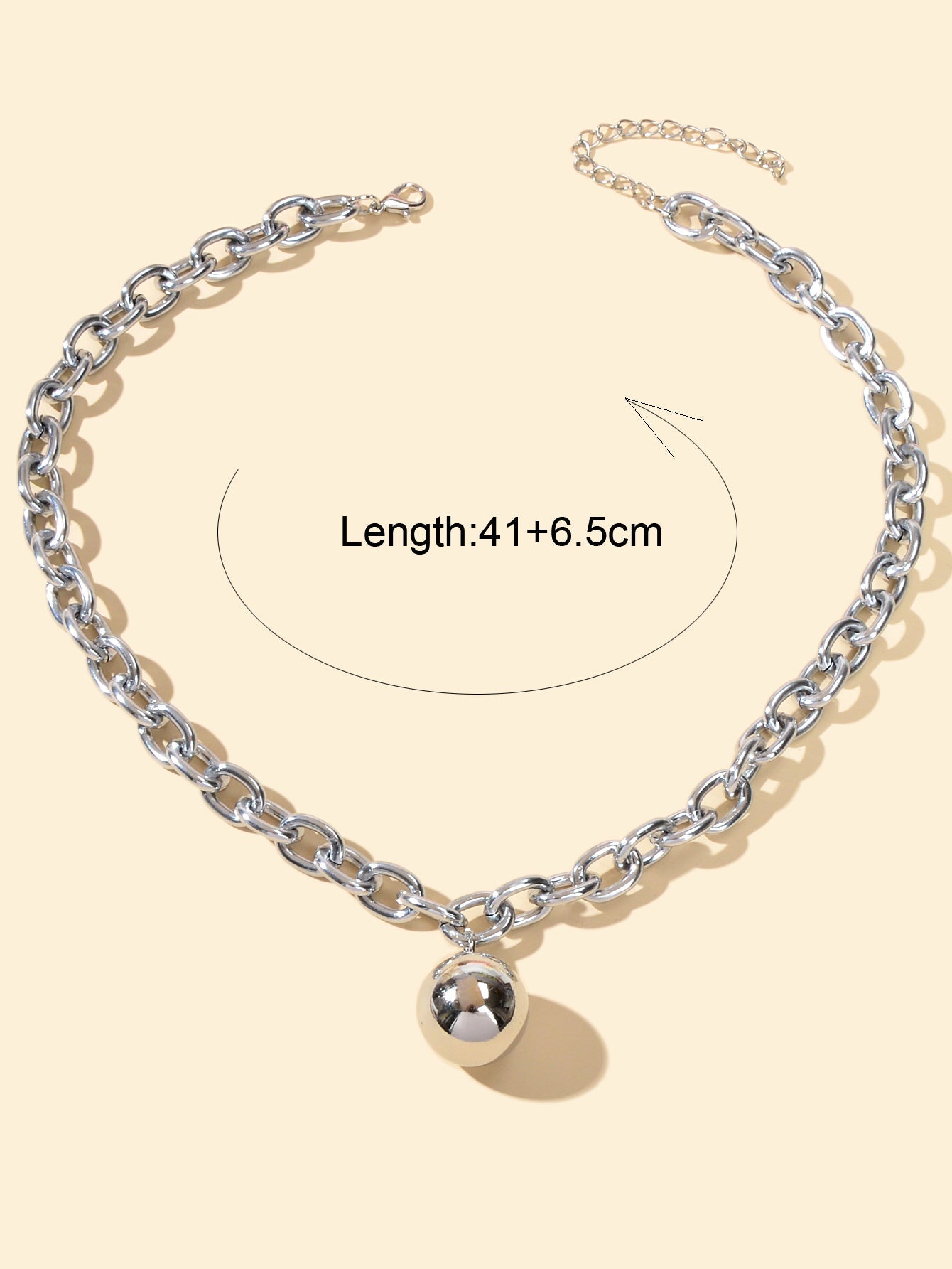 Hip Hop Punk Thick Silver Chain Ball Pendant Statement Necklace Ladies Jewellery-2