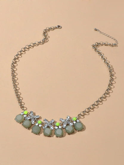 Retro Court Style Acrylic Geometric Flower Chunky Collar Necklace Ladies Jewelry-2
