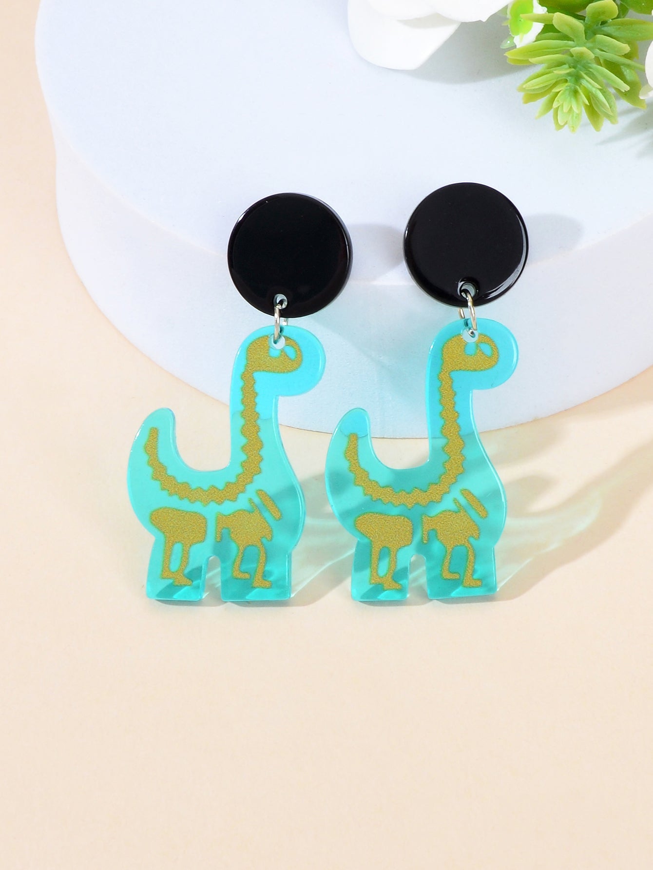 Cute Dinosaur Pendant Earrings Adorable Jurassic Style Statement Jewellery Gift-3