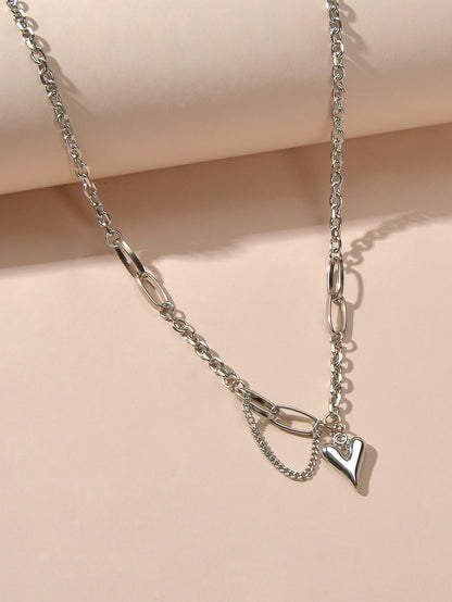 Punk Hip Hop Jewellery Multiple Silver Chain Tassel Heart Charm Party Decoration-2