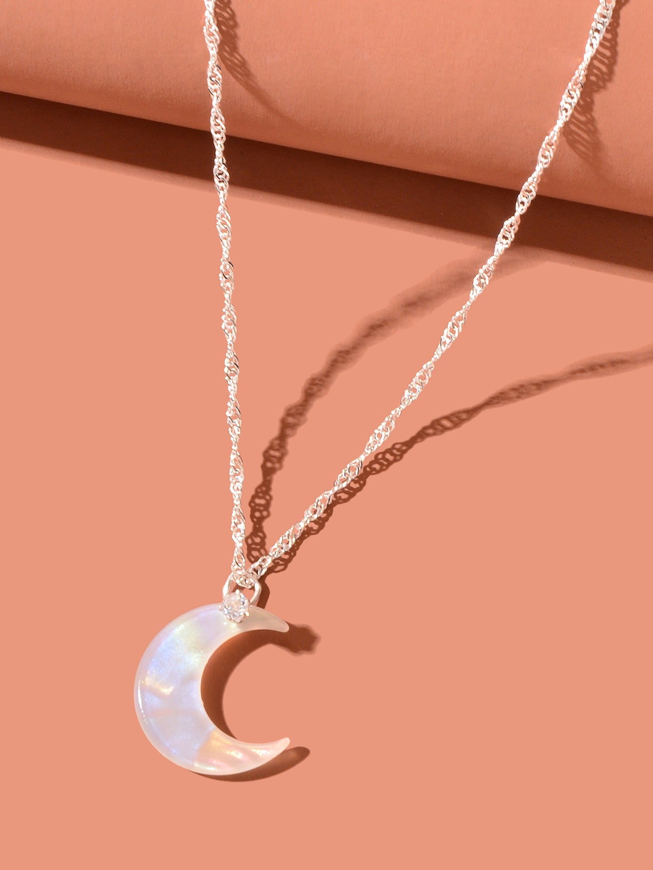 Delicate Gold Chain Transparent Acrylic Moon Pendant Necklace Girls Jewelry Gift-2