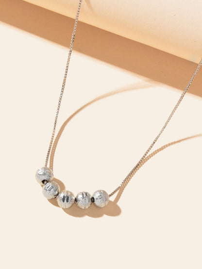 Minimalist Silver Chain Beaded Pendant Clavicle Necklace Women Trendy Accessory-2