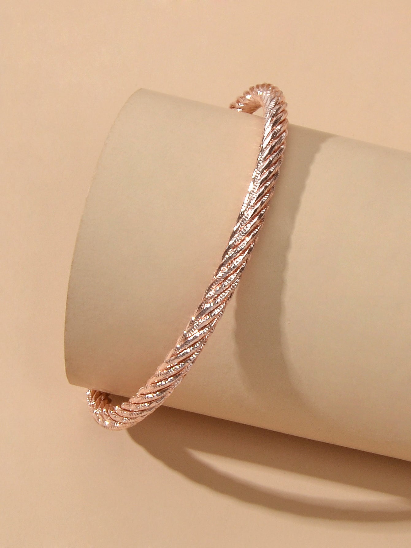 Good Quality Punk Minimalist Rosegold Silver Open Cuff Bangle Statement Bracelet-2