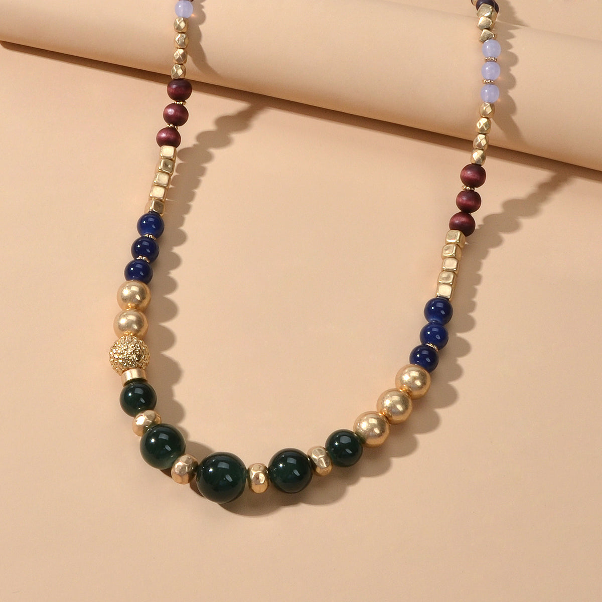 Bohemian Ethnic Jewelry Multi-colored Beads Handmade Long Chain Indian Necklace-2