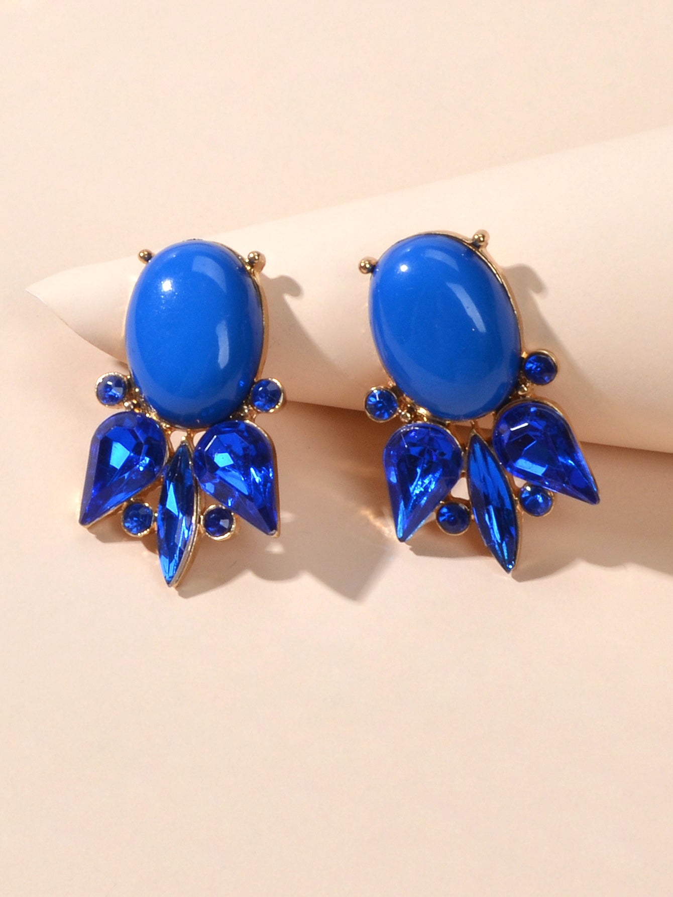 Retro Style Colorful Crystal Geometric Stud Earrings Party Fesvital Jewelry Gift-2