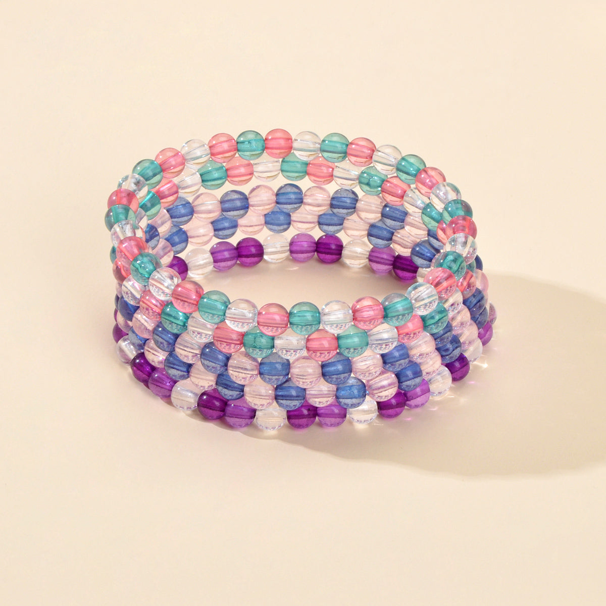 5 pcs Boho Chic Style Handmade Colorful Beads Elastic Bracelet Bangles for Women-2