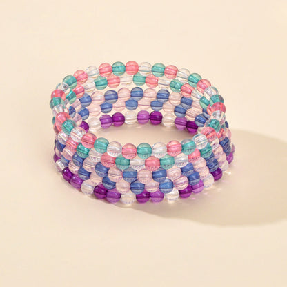 5 pcs Boho Chic Style Handmade Colorful Beads Elastic Bracelet Bangles for Women-2