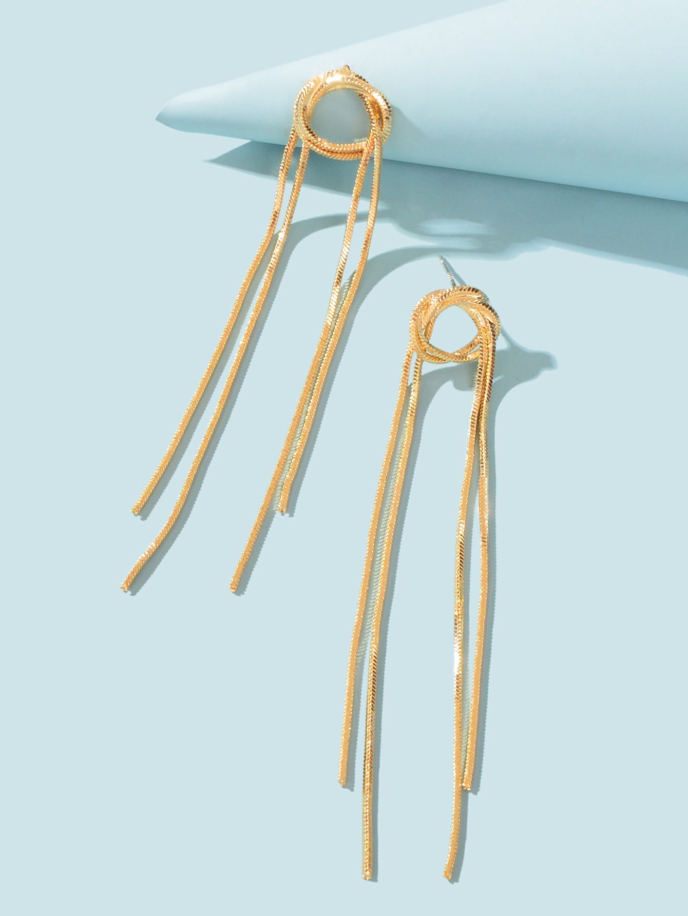 Elegant Chic Long Gold Chain Tassel Dangle Elements Minimalist Earrings Ear Line-2