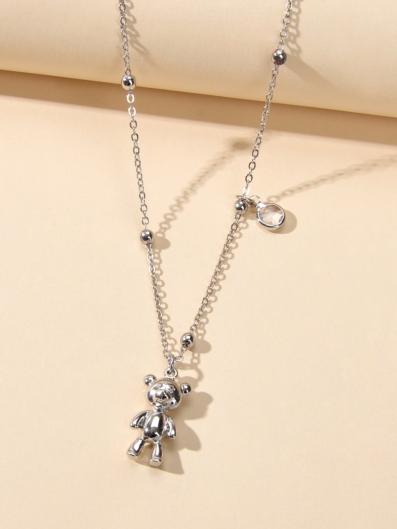 Lovely Female Jewellery Long Gold Chain Bear Pendant Necklace Trendy Accessories-2