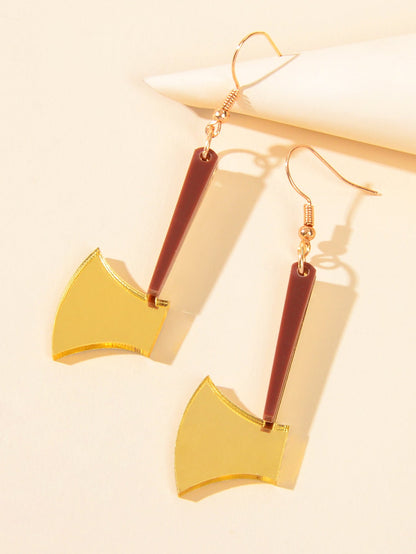 Acrylic Statement Geometric Axe Design Drop Dangling Elements Female Earrings-2