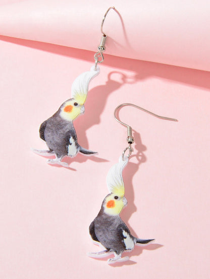 Lightweight Acrylic Parrot Resin Bird Dangling Elements Earrings Party Jewellery-2