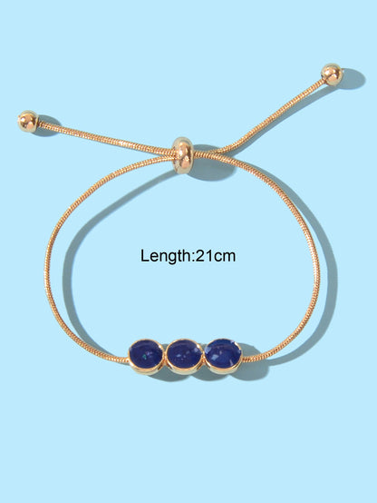 Female Jewellery Blue Enamel Round Gold Chain Adjustable Women Bracelet Bangle-2