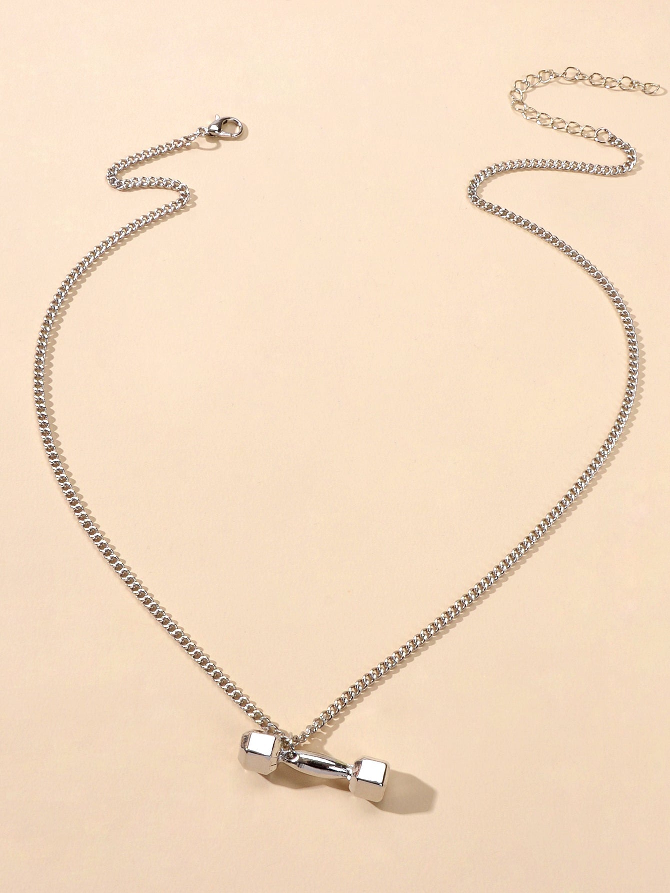 Party Decoration Silver Chain Dumbbell Charm Necklace Minimalist Punk Jewellery-2