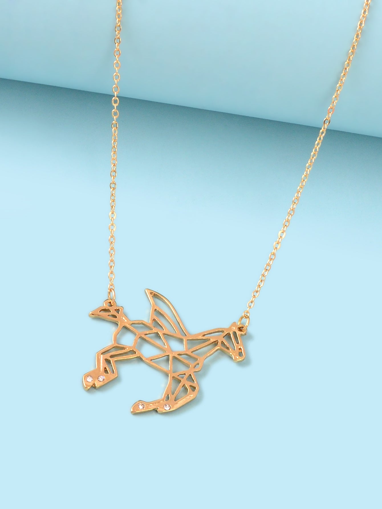 Designer Jewellery Minimalist Creative Gold Hollow Flying Horse Pendant Necklace-2