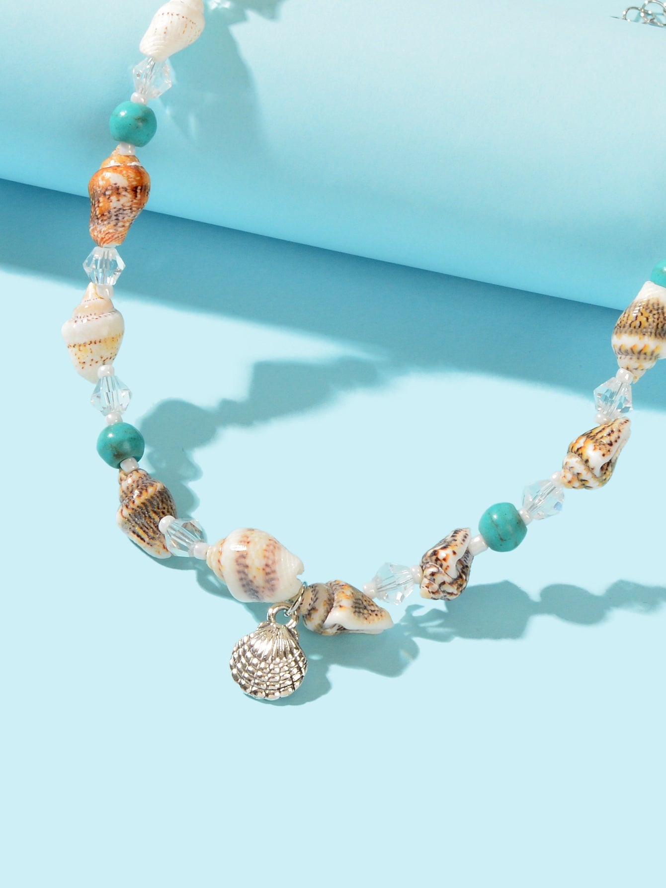 Ethnic Style Handmade Conch Beaded Chain Shell Charm Collar Sea Series Necklace-2