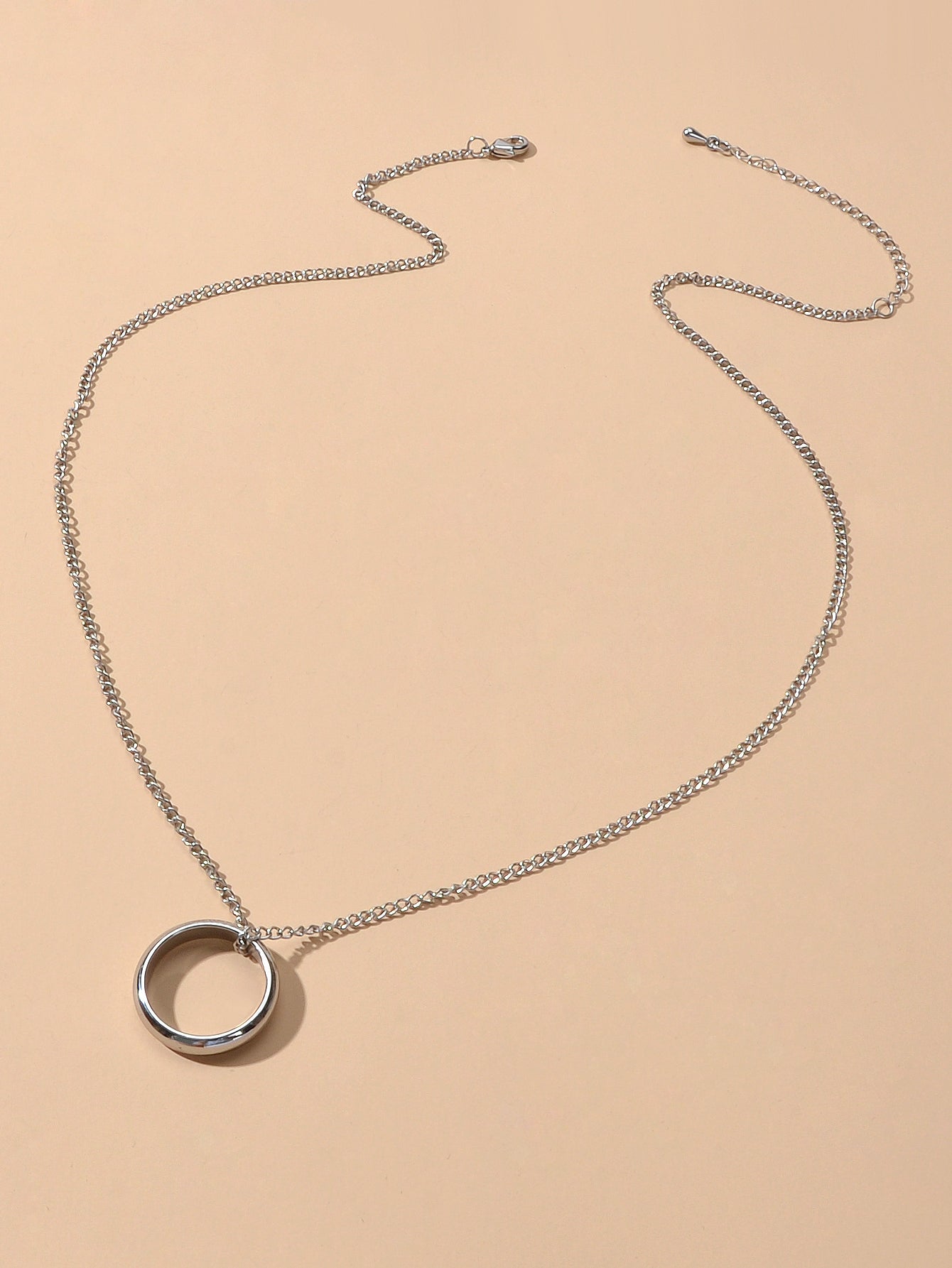 Ladies Jewellery Silver Chain Circle Charm Necklace Wholesale Price Accessories-2