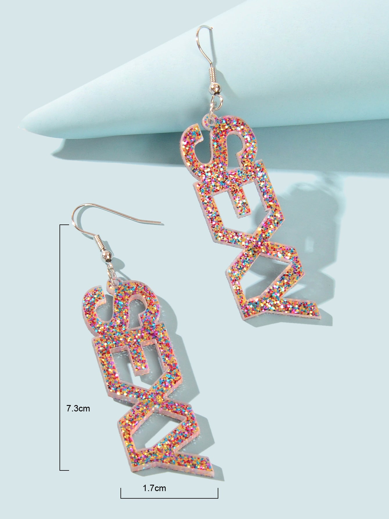 Creative Glitter Sequins Lightweight Acrylic SEXY Letter Dangle Party Earrings-2