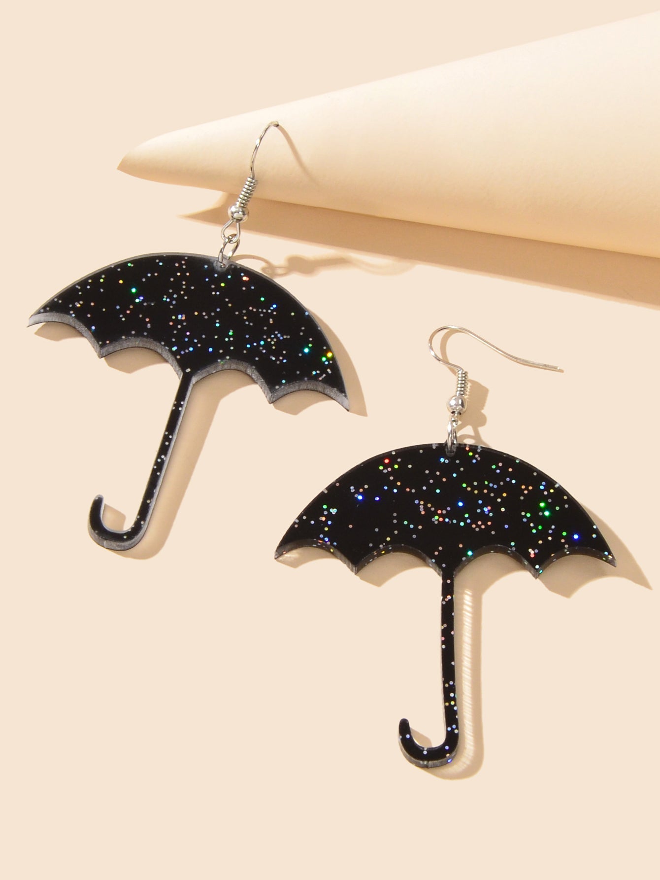 Shiny Acrylic Black Umbrella Drop Dangle Earrings Creative Nightclub Jewellery-2