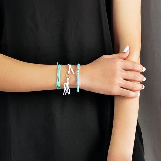 Ethnic Jewellery 3 pcs White Blue Rope Turquoise Elastic Bohemian Bracelets set-0