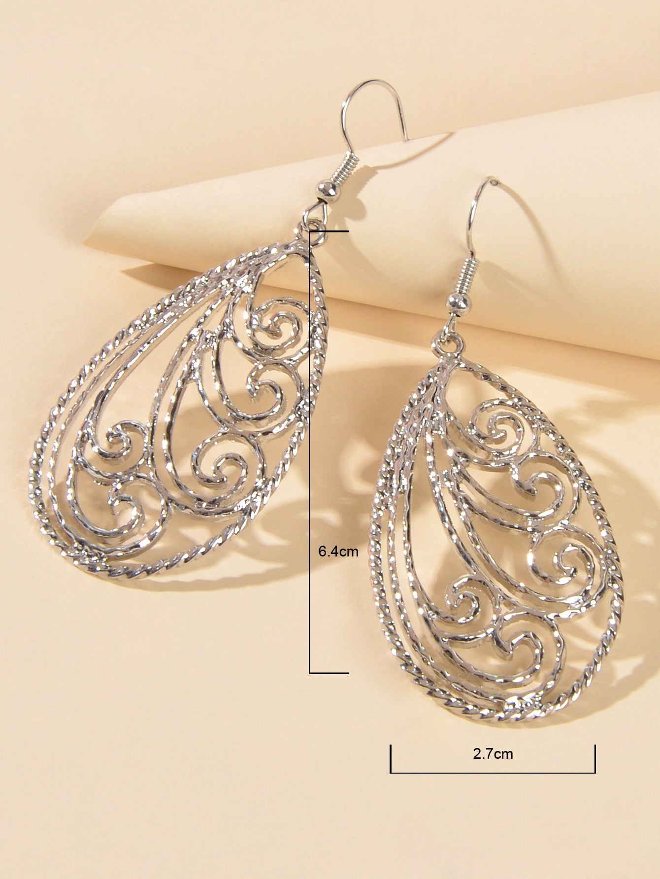 Party Decoration Women Gold Silver Hollow out Flower Water Drop Dangle Earrings-2