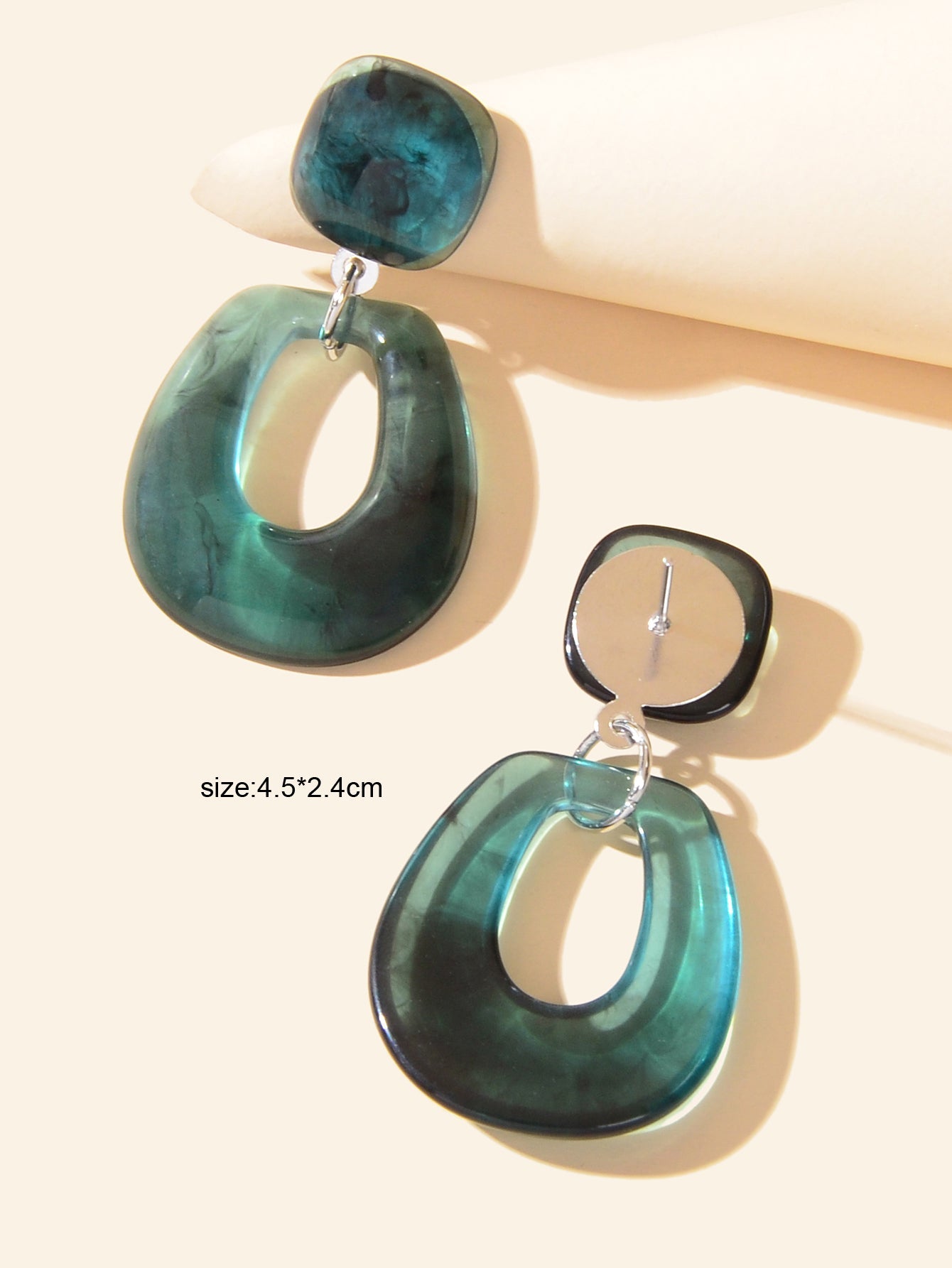 Acetate Acrylic Statement Resin Drop Dangle Green Transparent Teardrop Earrings-2