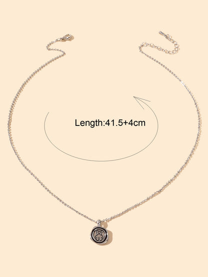 Ladies Jewellery Silver Chain Bear Round Pendant Necklace Dainty Gifts for Women-2