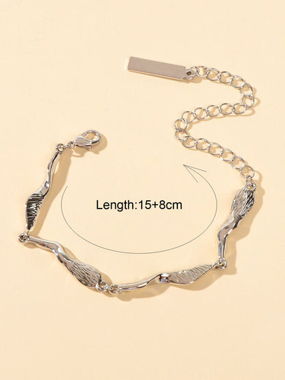 Designer Stylish Women Accessory Silver Metal Irregular Geometric Chain Bracelet-2