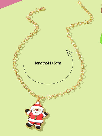 Santa Claus Pendant Necklace Christmas Ornaments Jewellery Girls Holiday Gift-2