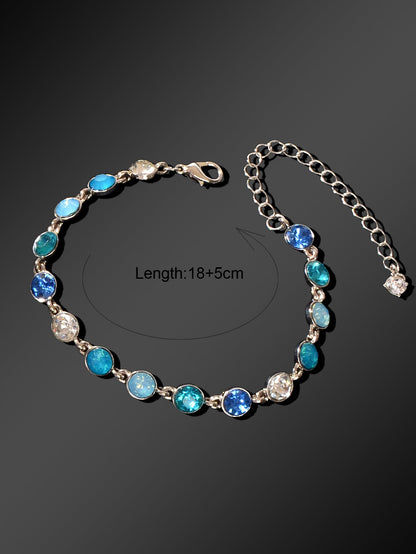Luxury Blue Transparent Big Cubic Zirconia Bracelet Wedding Engagement Jewellery-2